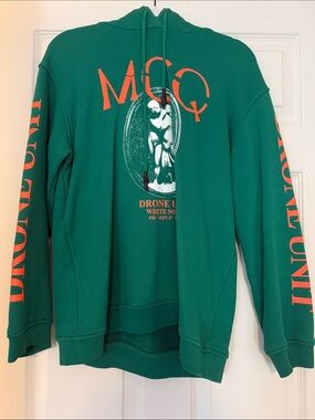 Alexander McQueen Green Hoodie with Orange Print
